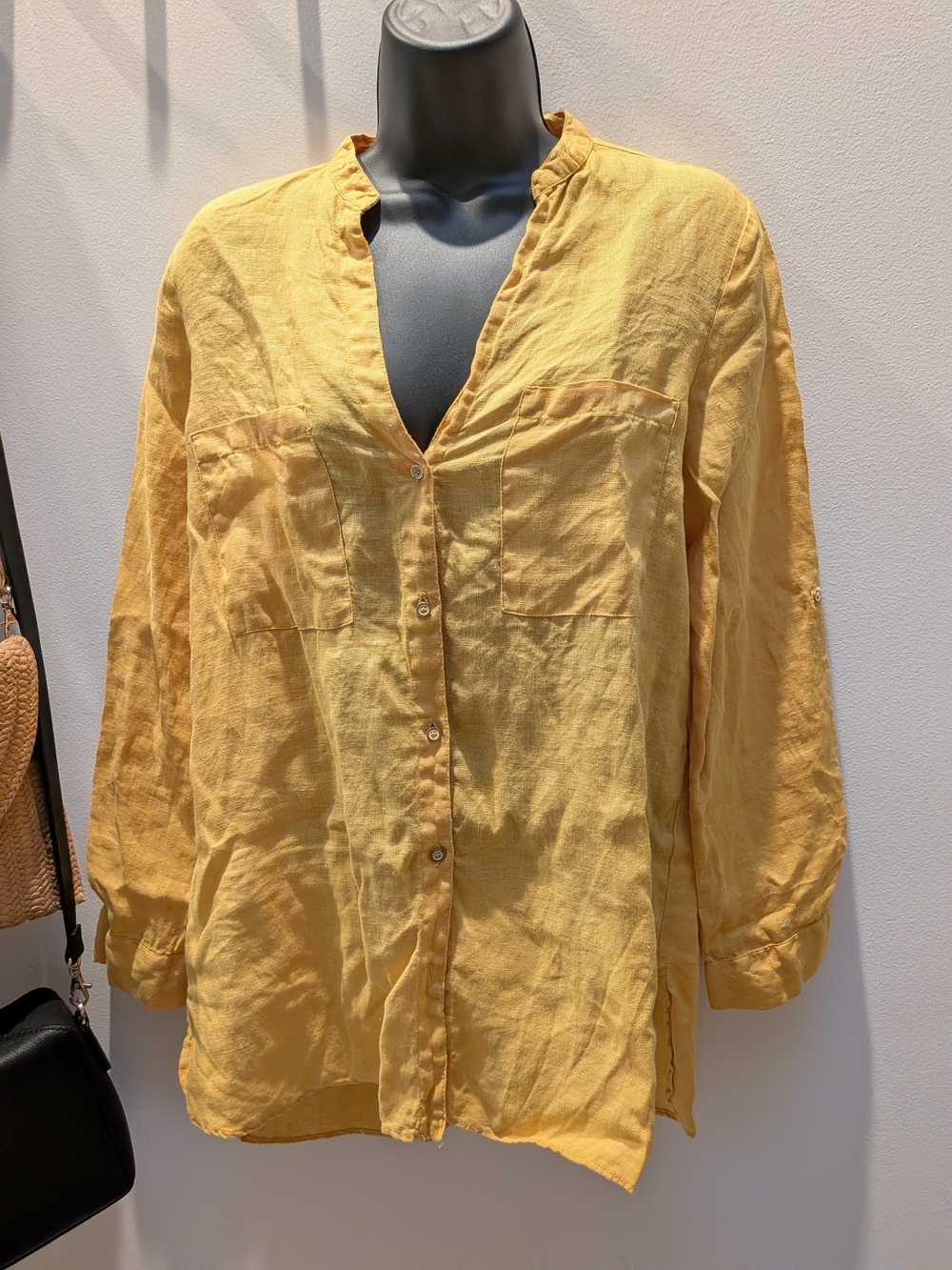 Zara Lightweight Yellow Button-Front Women’s Linen Shirt